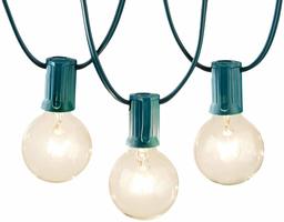 AmazonBasics Outdoor Patio Lights String With 50 Globe Light Bulbs - 50 Foot, Green (Renewed)