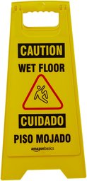 AmazonBasics 2-Sided Floor Safety Sign - Caution Wet Floor, Bilingual - 6-Pack