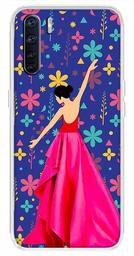 Amazon Brand - Solimo Designer Multicolor Girl Blue Flower Design Printed Soft Back Case Mobile Cover for Oppo F15