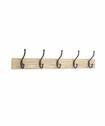 AmazonBasics Wall-Mounted Farmhouse Coat Rack, 5 Standard Hooks