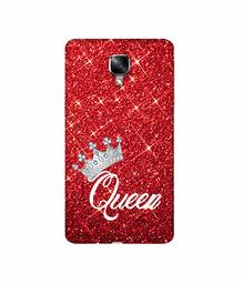 Amazon Brand - Solimo Designer Queen On Red Glitter 3D Printed Hard Back Case Mobile Cover for OnePlus 3 / OnePlus 3T