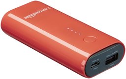 AmazonBasics Portable Charger/Power Bank, 6,700 mAh, Red