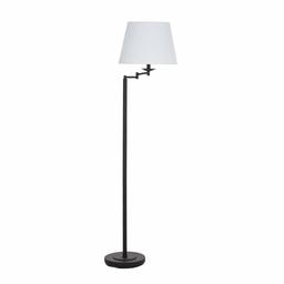 Amazon Brand – Ravenna Home Swing Arm Standing Floor Lamp With LED Light Bulb - 58 Inches, Dark Bronze With White Shade