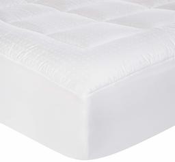 AmazonBasics Goose-Down-Alternative Mattress Topper with Cotton Shell and Hotel Stripe