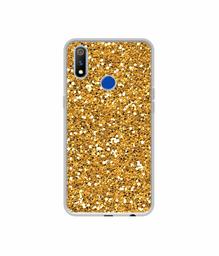 Amazon Brand - Solimo Designer Golden Sparkle UV Printed Soft Back Case Mobile Cover for Realme 3 Pro