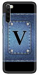 Amazon Brand - Solimo Designer Button Jeans Alphabet-V 3D Printed Hard Back Case Mobile Cover for Xiaomi Redmi Note 8