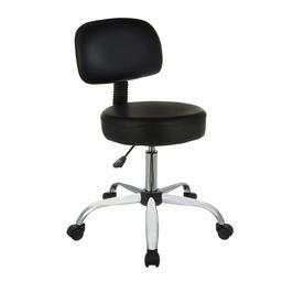 AmazonBasics Multi-Purpose Drafting Spa Bar Stool with Back Cushion and Wheels - Black