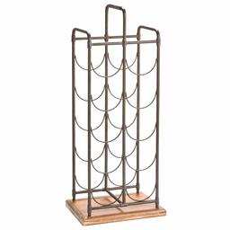 Amazon Brand – Stone & Beam Contemporary Farmhouse Standing Floor Wine Rack - 27 Inch, Iron and Wood