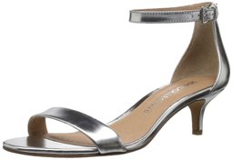 Amazon Brand - 206 Collective Women's Eve Stiletto Heel Dress Sandal-Low Heeled, silver mirror leather, 7 B US