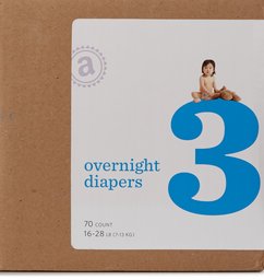 Amazon Elements Overnight Diapers, Size 3, 70 Count