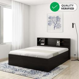 Amazon Brand - Solimo Mars Engineered Wood Queen Bed with Storage(Wenge Finish)