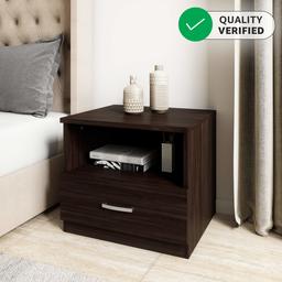 Amazon Brand - Solimo Frappe Engineered Wood Bedside Table with Drawer (Acacia Dark Finish)