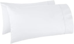 AmazonBasics 400 Thread Count Cotton Pillow Cases, Standard, Set of 2, White