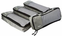 Amazon Basic Travel Pouch Travel Storage Case 4 Piece Set Slim x 4 Pieces - grey