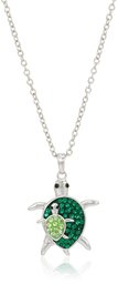 Silver-Plated You & Me Crystal Turtles Pendant Necklace, 18