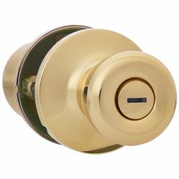 AmazonBasics Bedroom/Bathroom Door Knob With Lock, Bell, Polished Brass