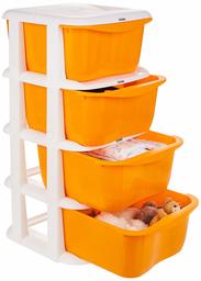 Amazon Brand - Solimo Plastic Multipurpose Modular Drawer, 4 Racks, Orange