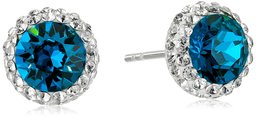 Sterling Silver Swarovski Crystal Halo Stud Earrings