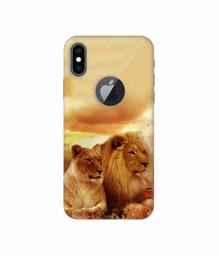 Amazon Brand - Solimo Designer Lion with Lioness 3D Printed Hard Back Case Mobile Cover for Apple iPhone Xs Max (Logo Cut)