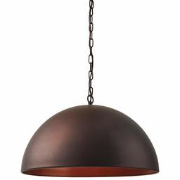 Amazon Brand – Stone & Beam Modern Dome Ceiling Mount Hanging Pendant Light Fixture With Vintage Bulb - 19.6 Inch Shade, 11.25 - 60 Inch Cord, Oil-Rubbed Bronze