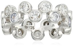 Anello a fascia in argento sterling placcato platino con zirconi Swarovski,Trasparente