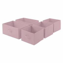 AmazonBasics Extra Wide Fabric 5-Drawer Storage Organizer - Replacement Drawers, Pale Pink (Renewed)