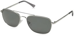 Obsidian Sunglasses for Men Aviator Polarized Rectangle Frame 05, Silver, 58 mm