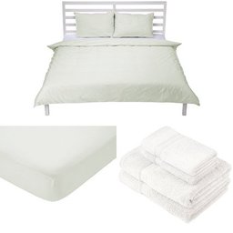 Pinzon Bedding and Towel Set Bundle, Double - Green/White