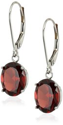 Amazon Collection14K Gold Oval Gemstone Dangle Leverback Earrings