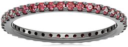 Black-Plated Sterling Silver Swarovski Zirconia Red Round Cut Eternity Band Ring, Size 6