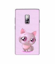 Amazon Brand - Solimo Designer Cute Pink Cat 3D Printed Hard Back Case Mobile Cover for OnePlus 2