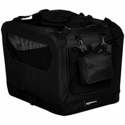 AmazonBasics – Transportín para mascotas abatible, transportable y suave de gran calidad, 53 cm, Negro