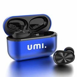 Umi. Essentials W5S updated version auricolari Bluetooth 5.0 TWS True Wireless Stereo per iPhone Samsung Huawei con custodia smart di ricarica brevettata in metallo (Blu)