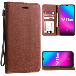 Amazon Brand Amazon Brand - Solimo - Leather Wallet Flip Case Cover for Vivo V11 Pro (Classic Brown)