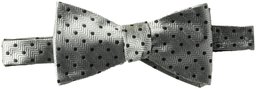 BUTTONED DOWN Men's Classic Silk Self-Tie Bow Tie, silver dot, One Size