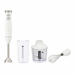 AmazonBasics Multi-Speed Immersion Hand Blender with Attachments, White (Renewed)