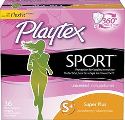 Playtex Sport Tampones con tecnología Flex-Fit, Super Plus, sin perfume, 36 unidades