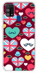 Amazon Brand - Solimo Designer Multicolor Cute Love Red Pattern Design Printed Soft Back Case Mobile Cover for Samsung Galaxy M31