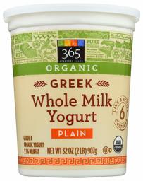 365 Everyday Value, Organic Greek Whole Milk Yogurt, Plain, 32 oz