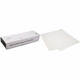 AmazonBasics Thermal Laminator Machine & Thermal Laminating Plastic Laminator Sheets - 8.9 Inch x 11.4 Inch, 50-Pack