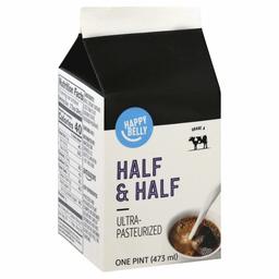 Amazon Brand - Happy Belly Half & Half, Ultra-Pasteurized, Kosher, Pint, 16 fl oz