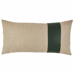 Amazon Brand – Rivet Industrial Throw Pillow - 24 x 12 Inch, Flax/Hunter Green