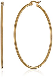 Amazon Collection18K Gold Plated 50mm, Top Click Closure Hoop Earrings