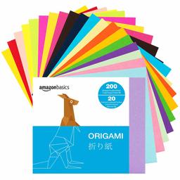 AmazonBasics Papier pour Origami Couleurs assorties 200 feuilles