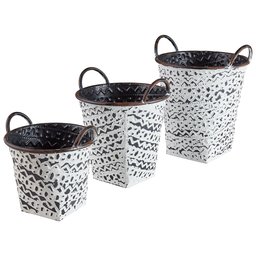 Stone & Beam Rustic Metal Bins, Pack of 3, Black with Antique White