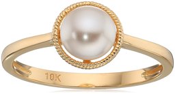 10k Gold Swarovski Crystal Pearl June Birthstone Ring, Size 7