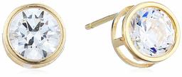 Juego de bisel redondo de circonita Swarovski de 10 quilates para mujer, Amarillo dorado, 5.25mm