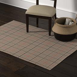 Amazon Brand – Stone & Beam Casual Plaid Area Rug, 4 x 6, Flatweave, Grey, Ivory, Red