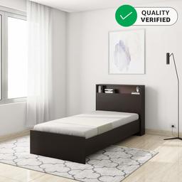 Amazon Brand - Solimo Carrie Single Size Engineered Wood Bed (Acacia Dark Finish)