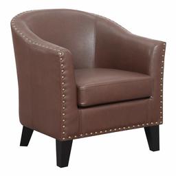 Amazon Brand – Ravenna Home Keith Rounded Faux Leather Nailhead Club Accent Chair, 29.5